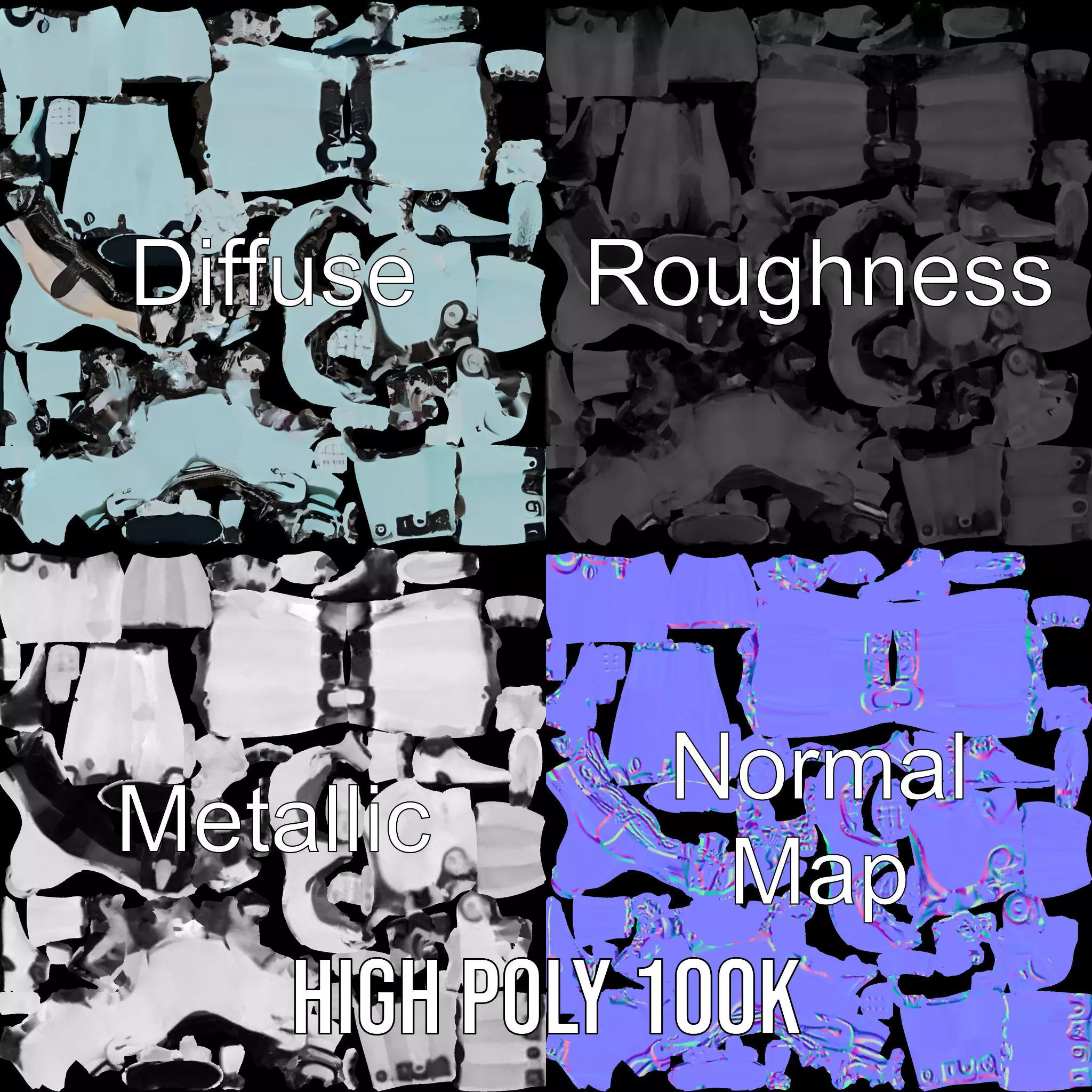 Aqua Android Humanoid model pack Low-poly 3D model_3