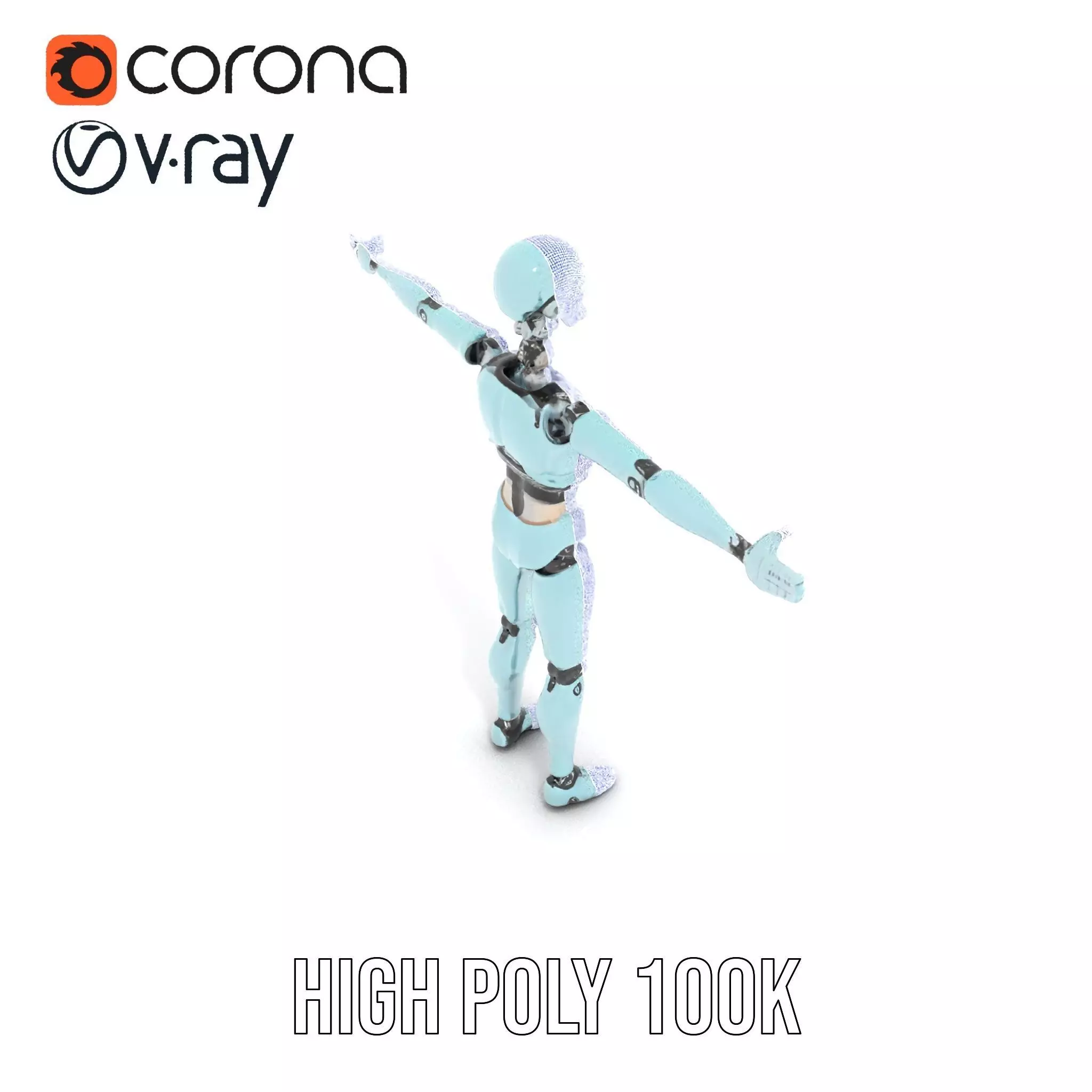 Aqua Android Humanoid model pack Low-poly 3D model_20