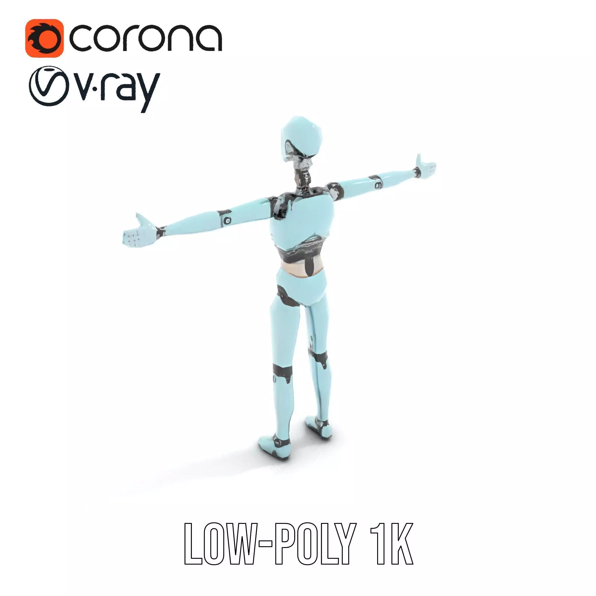 Aqua Android Humanoid model pack Low-poly 3D model_17