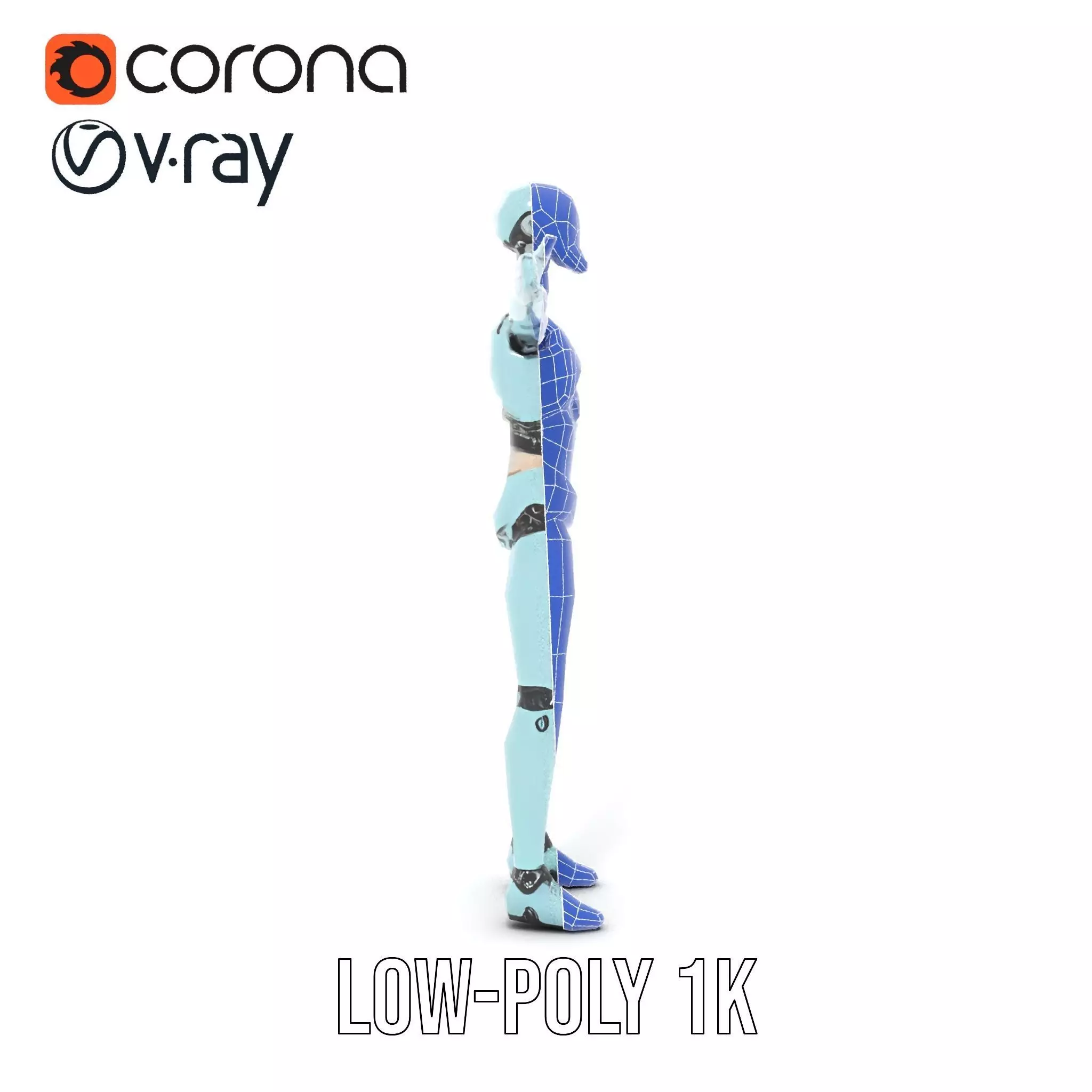 Aqua Android Humanoid model pack Low-poly 3D model_30