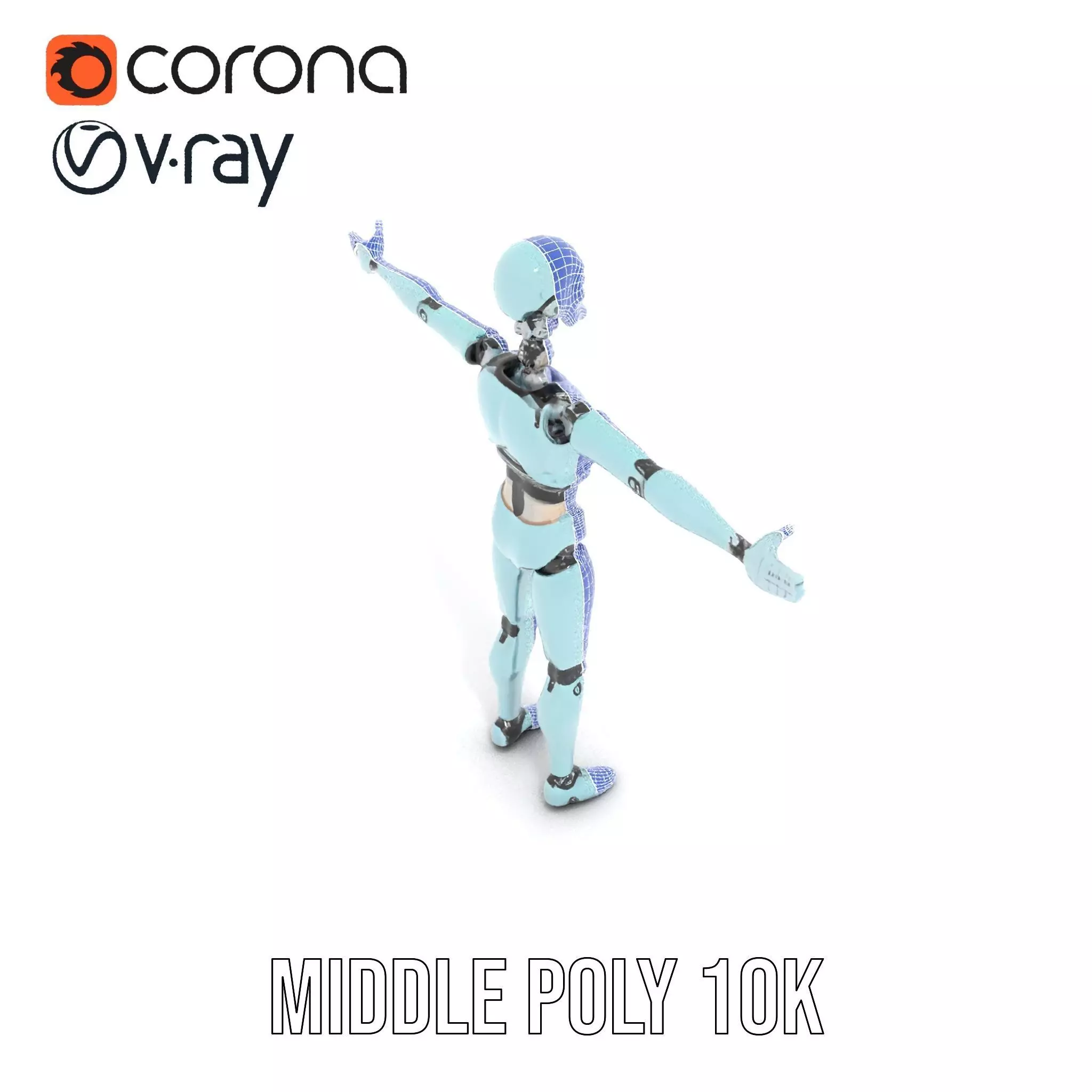 Aqua Android Humanoid model pack Low-poly 3D model_29