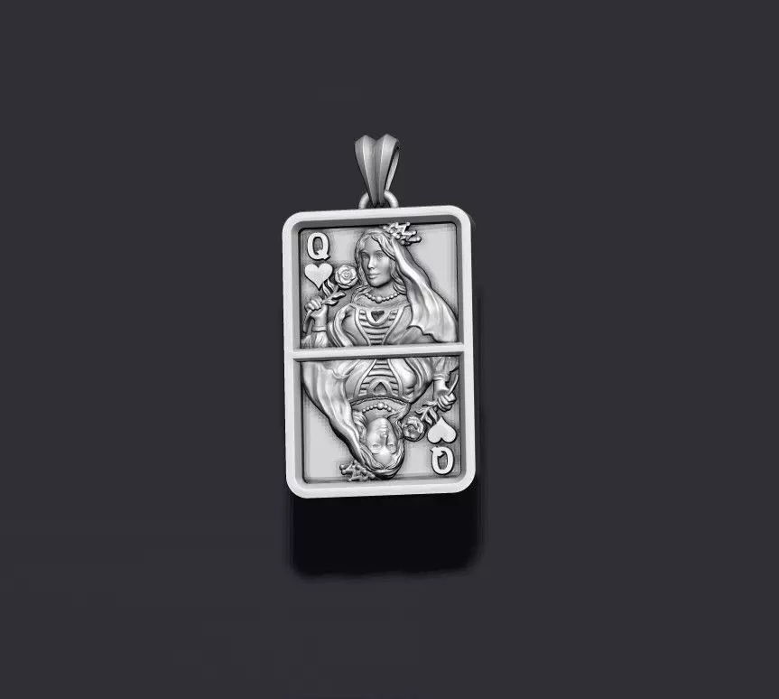 Heart queen playing card pendant light 3D print model_1