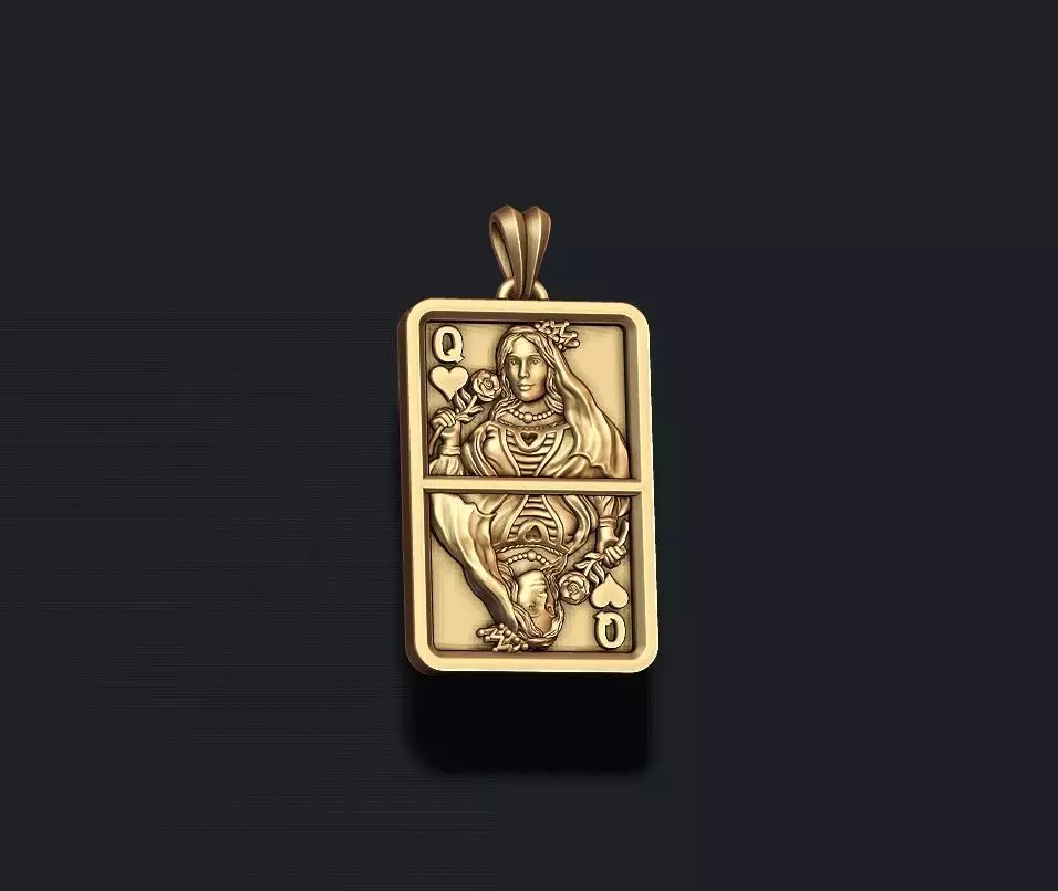 Heart queen playing card pendant light 3D print model_0