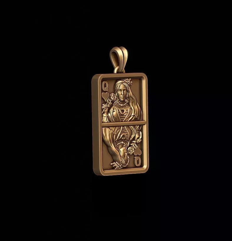 Heart queen playing card pendant light 3D print model_4