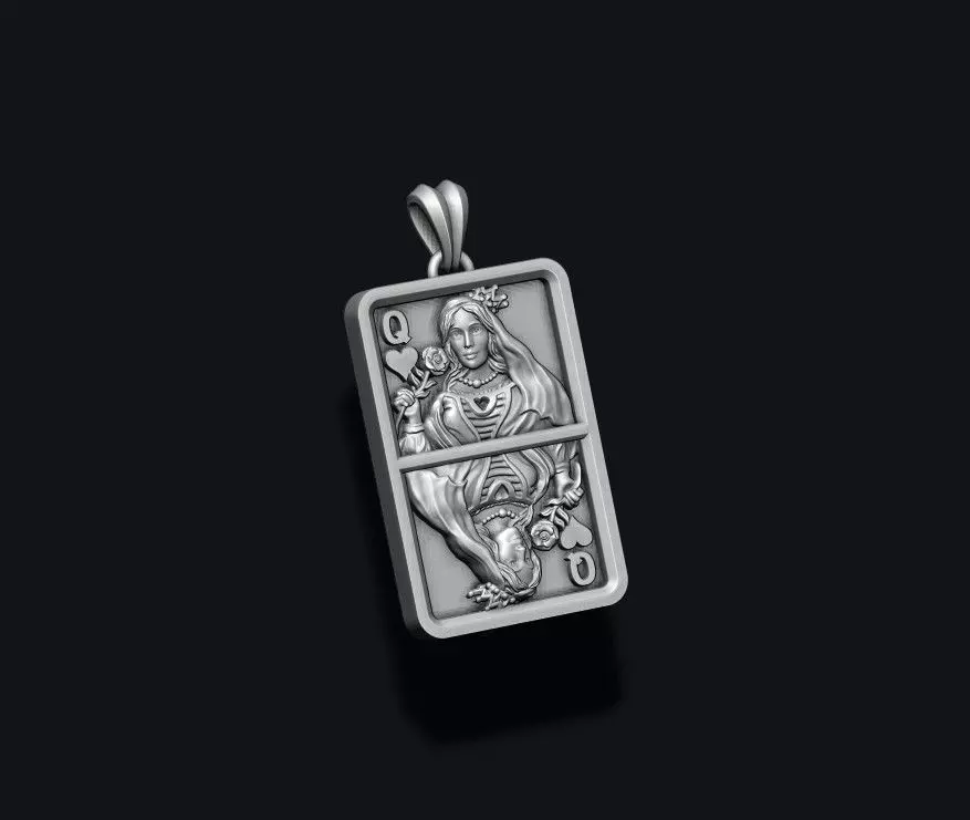 Heart queen playing card pendant light 3D print model_7