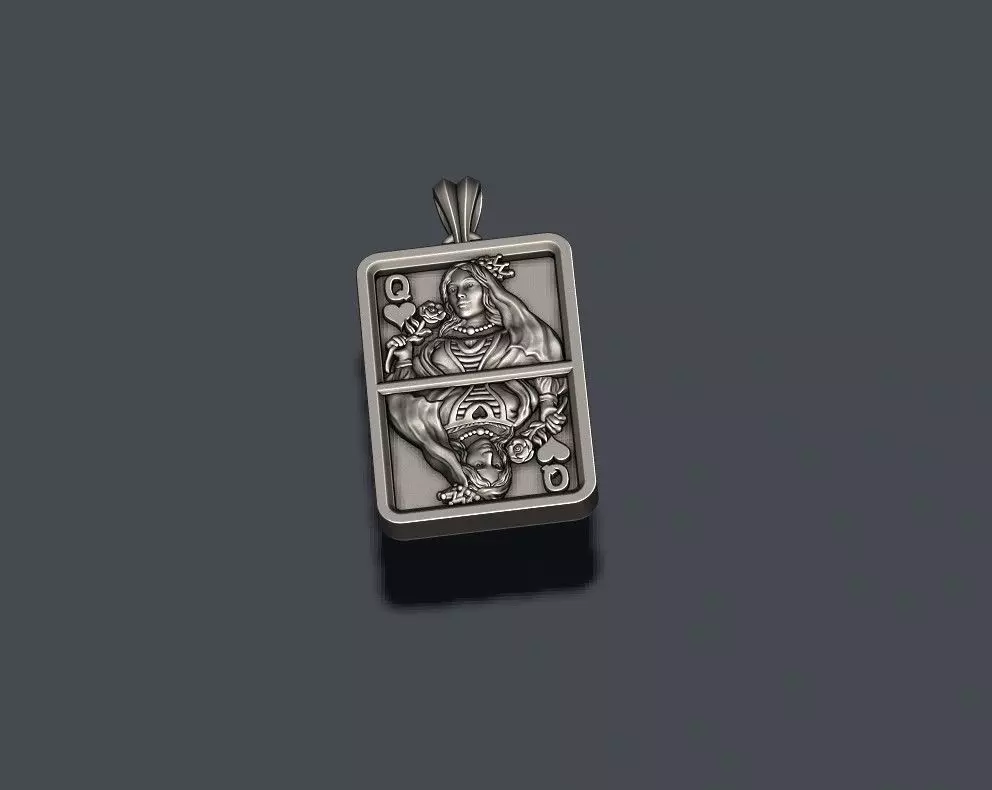 Heart queen playing card pendant light 3D print model_6