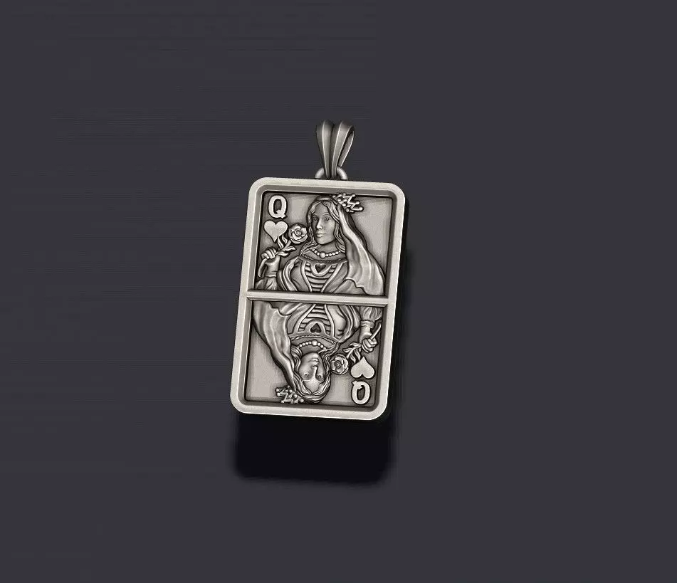 Heart queen playing card pendant light 3D print model_3