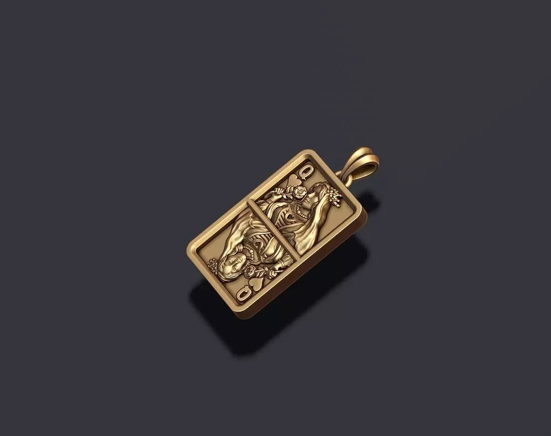 Heart queen playing card pendant light 3D print model_2