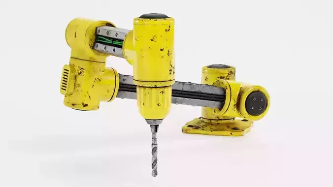 Robotic Arm with Drill and Worn Finish - V6 Rigged