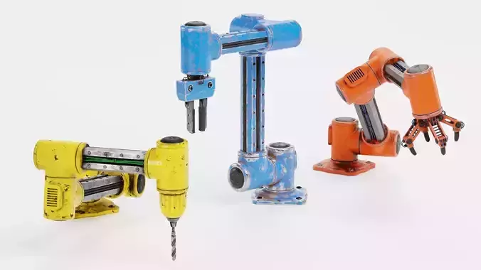 Robotic Arms with Worn Finish Collection - Rigged