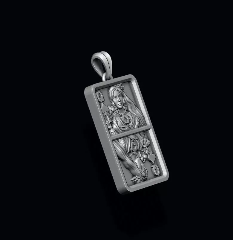 Spade queen playing card pendant light 3D print model_5