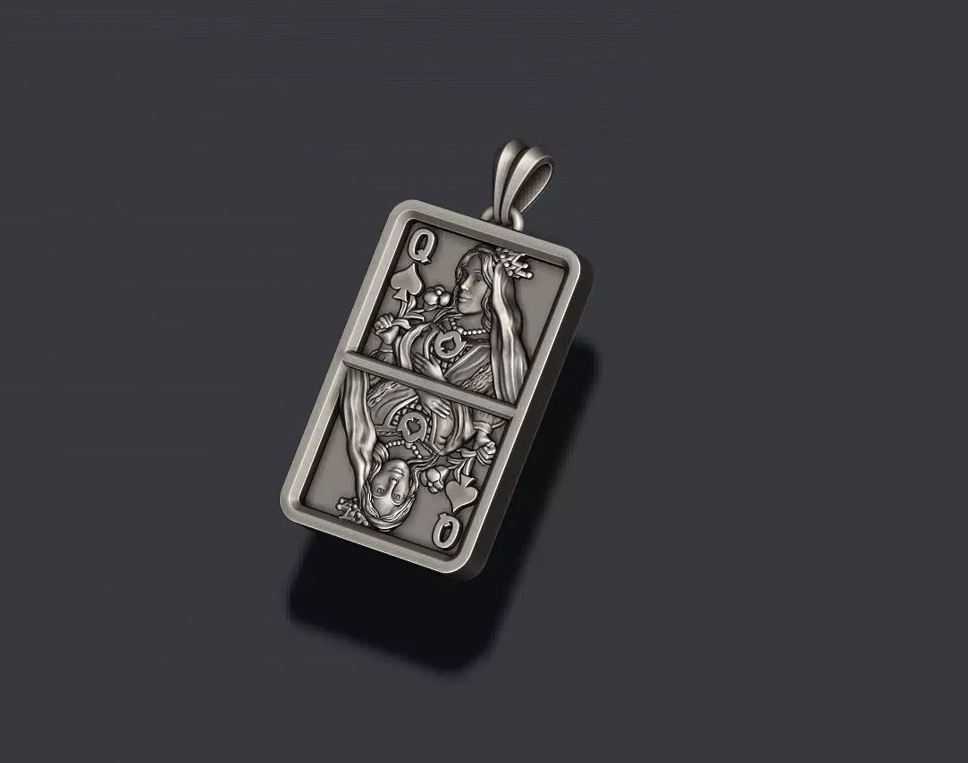 Spade queen playing card pendant light 3D print model_8