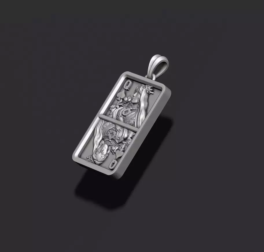 Spade queen playing card pendant light 3D print model_6