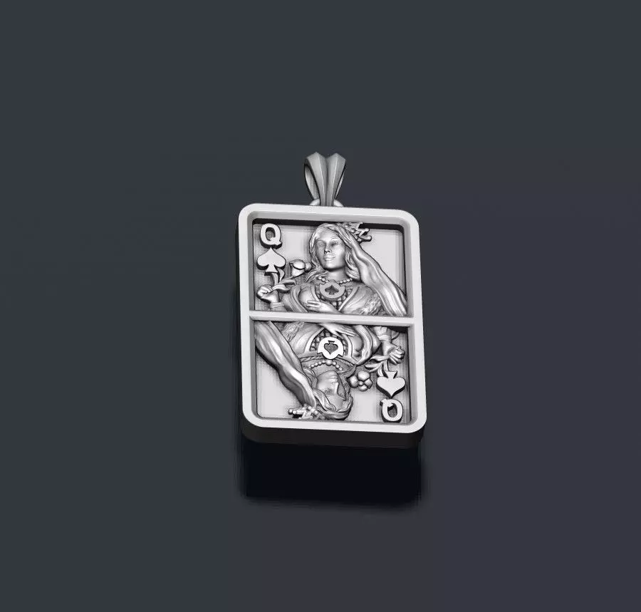 Spade queen playing card pendant light 3D print model_4