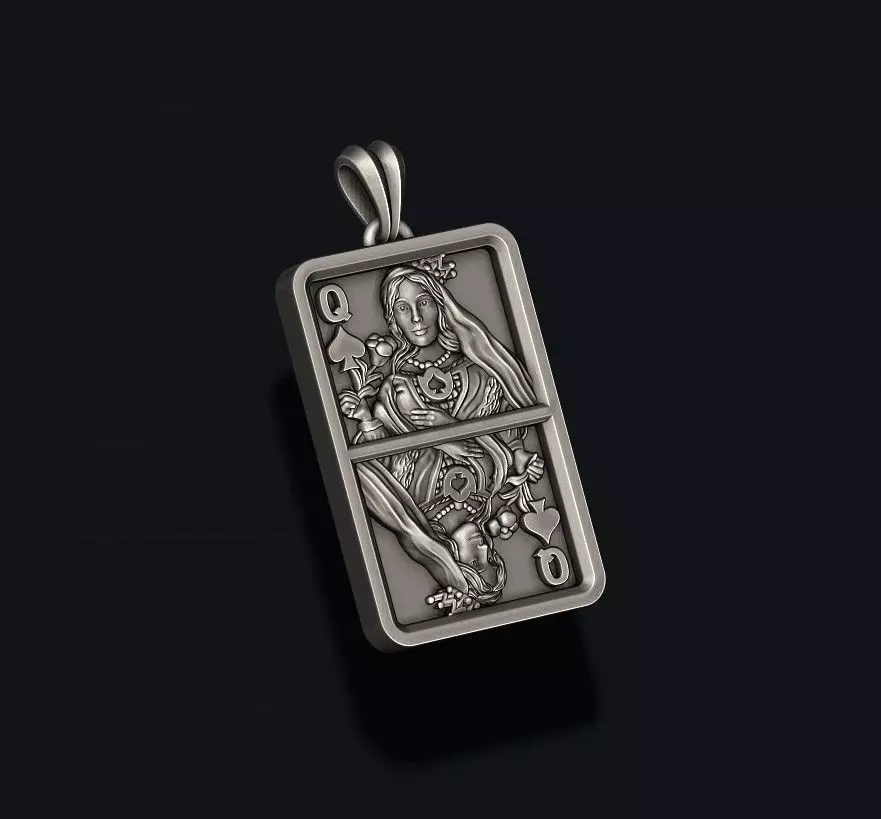 Spade queen playing card pendant light 3D print model_1