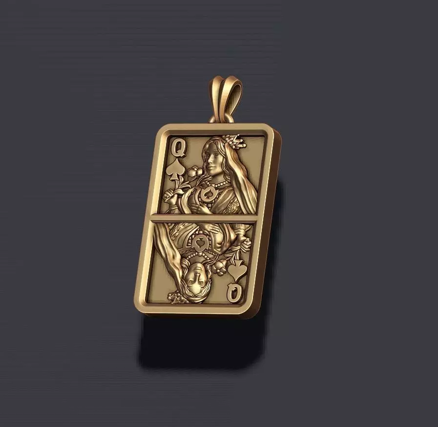 Spade queen playing card pendant light 3D print model_2