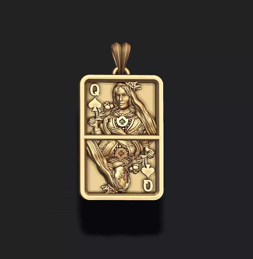 Spade queen playing card pendant light 3D print model_0