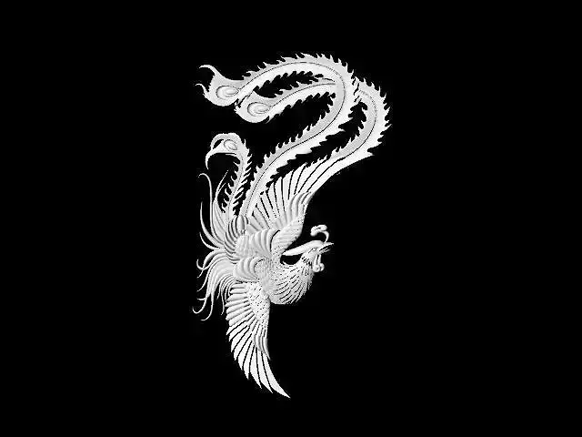 Ornamental Phoenix Dragon Relief  High Detail  Model for CNC