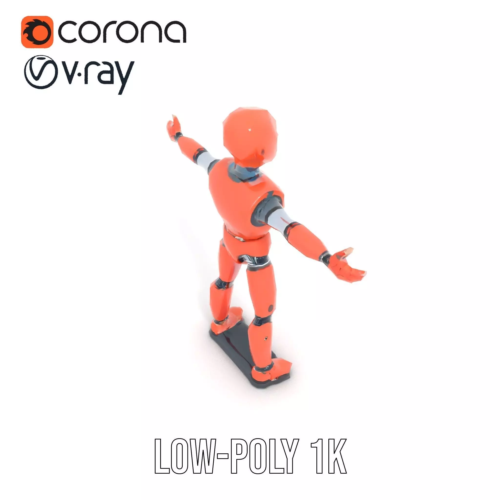 Orange Robot Mannequin model pack Low-poly 3D model_15