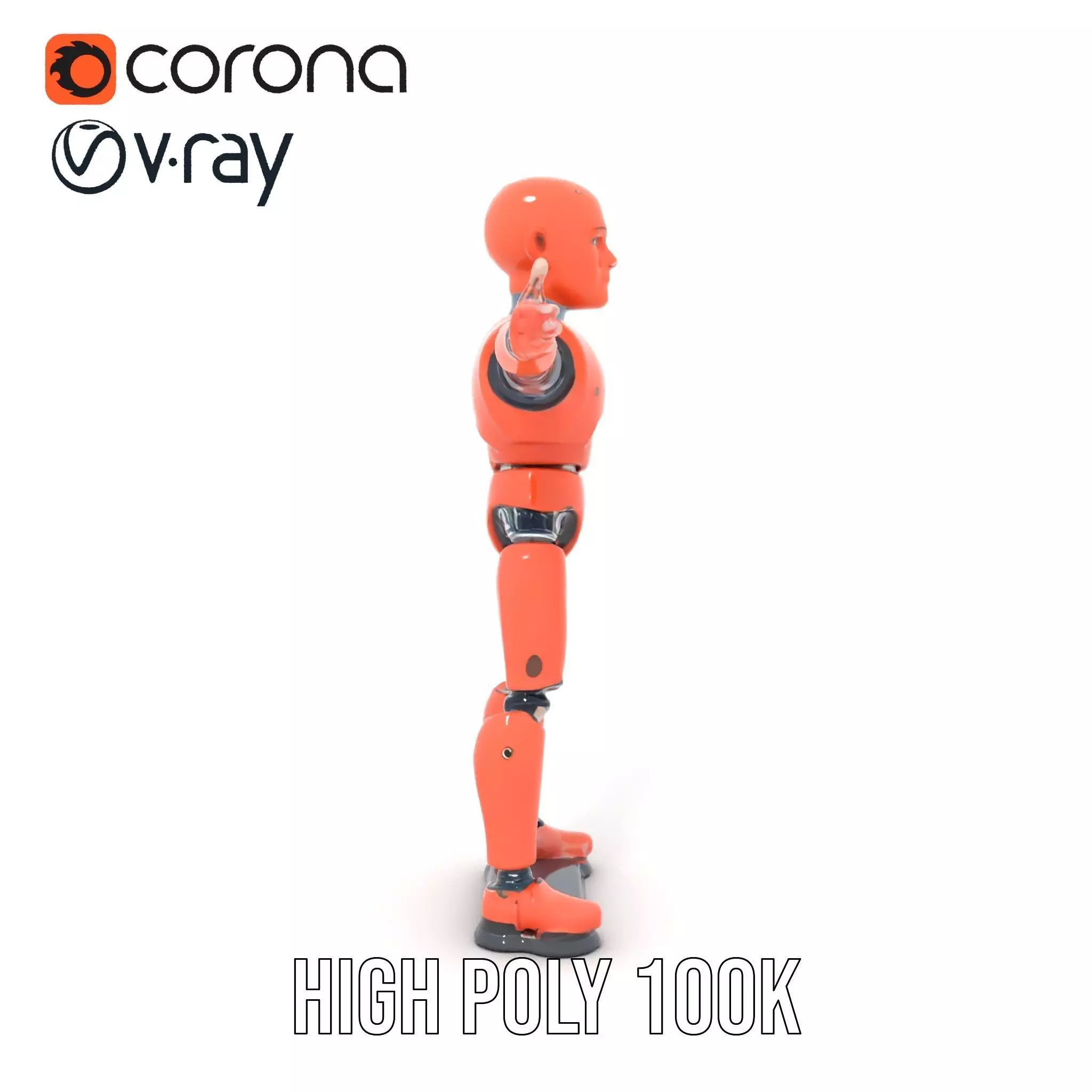 Orange Robot Mannequin model pack Low-poly 3D model_34
