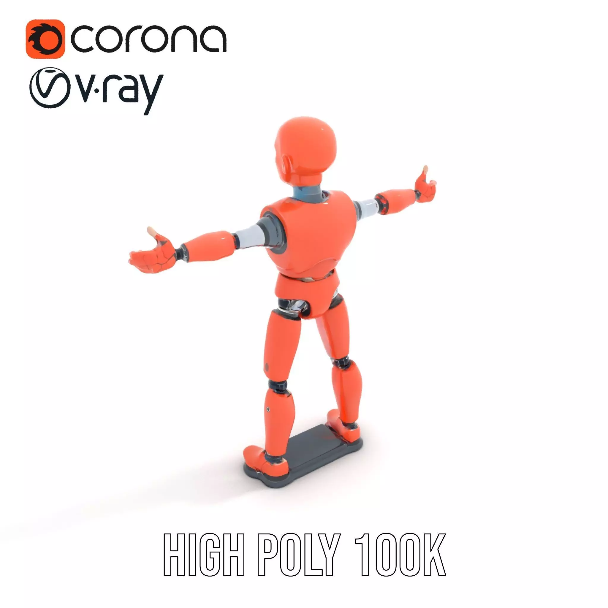 Orange Robot Mannequin model pack Low-poly 3D model_33