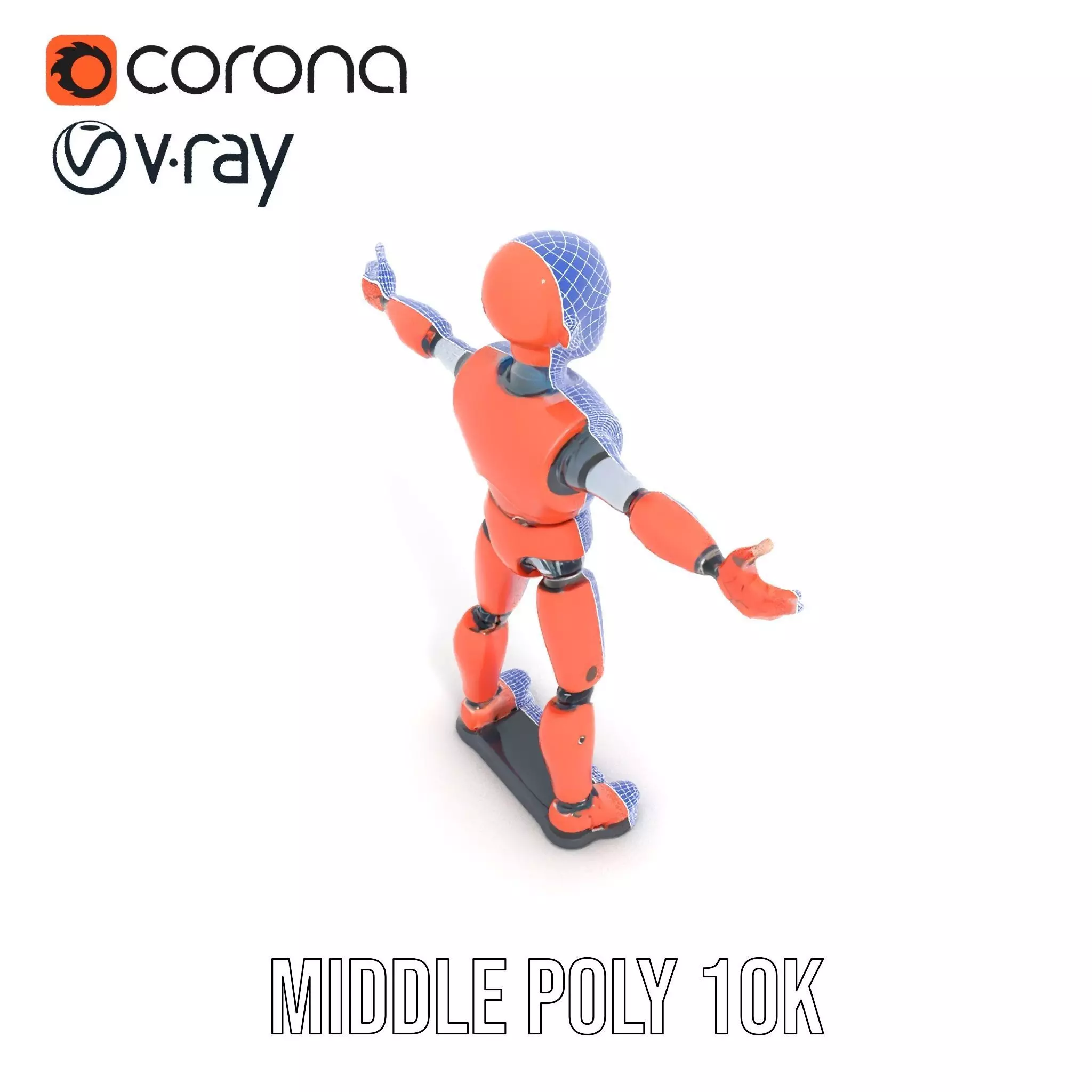 Orange Robot Mannequin model pack Low-poly 3D model_14