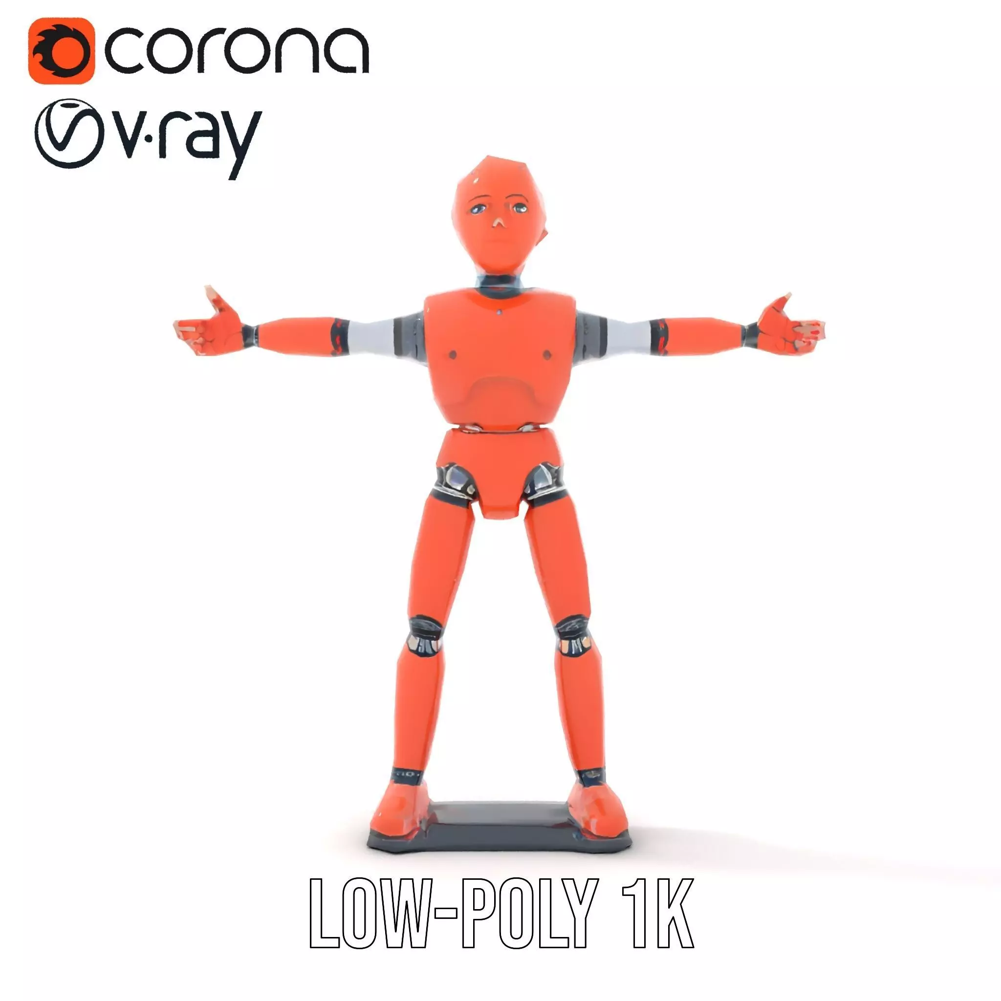 Orange Robot Mannequin model pack Low-poly 3D model_30