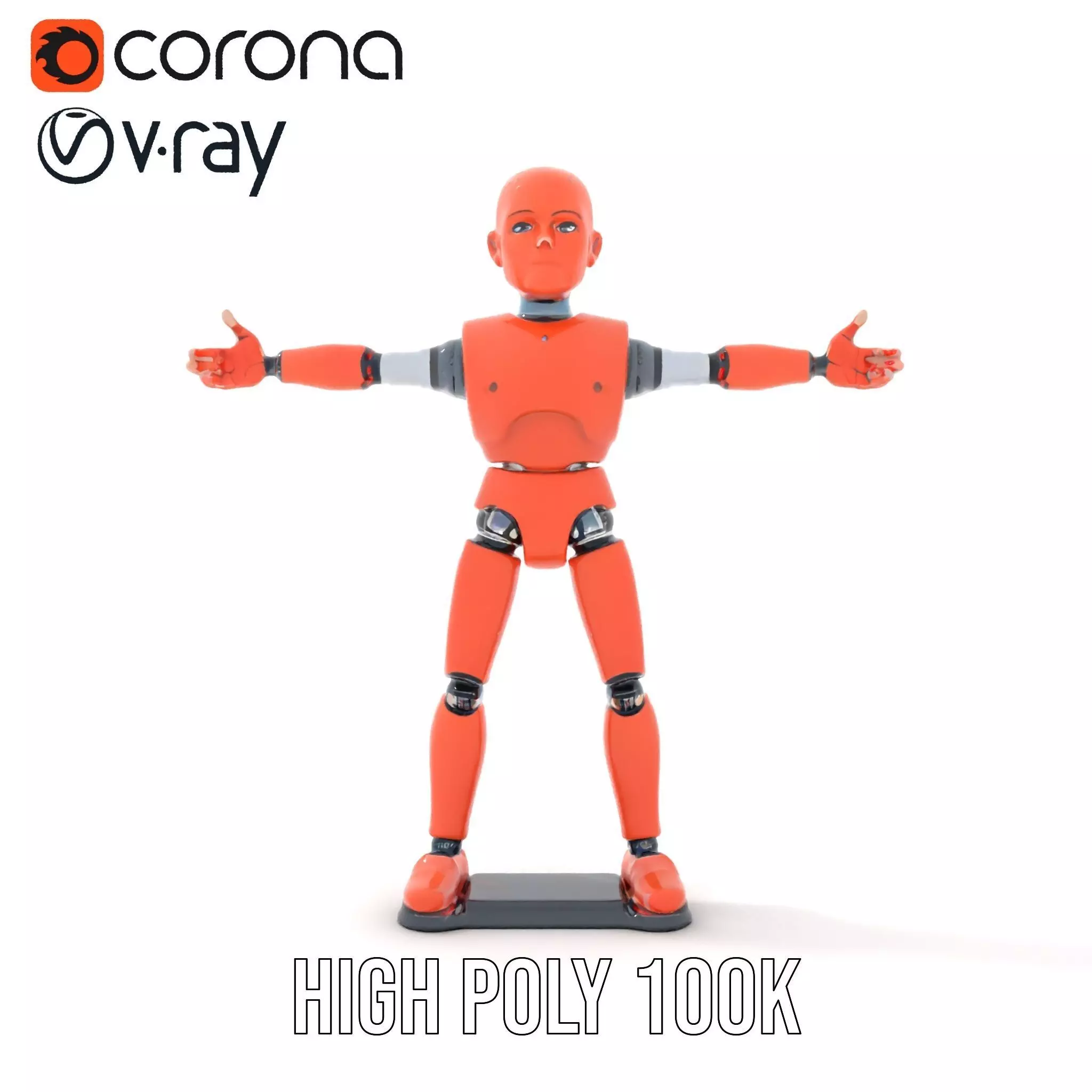 Orange Robot Mannequin model pack Low-poly 3D model_31