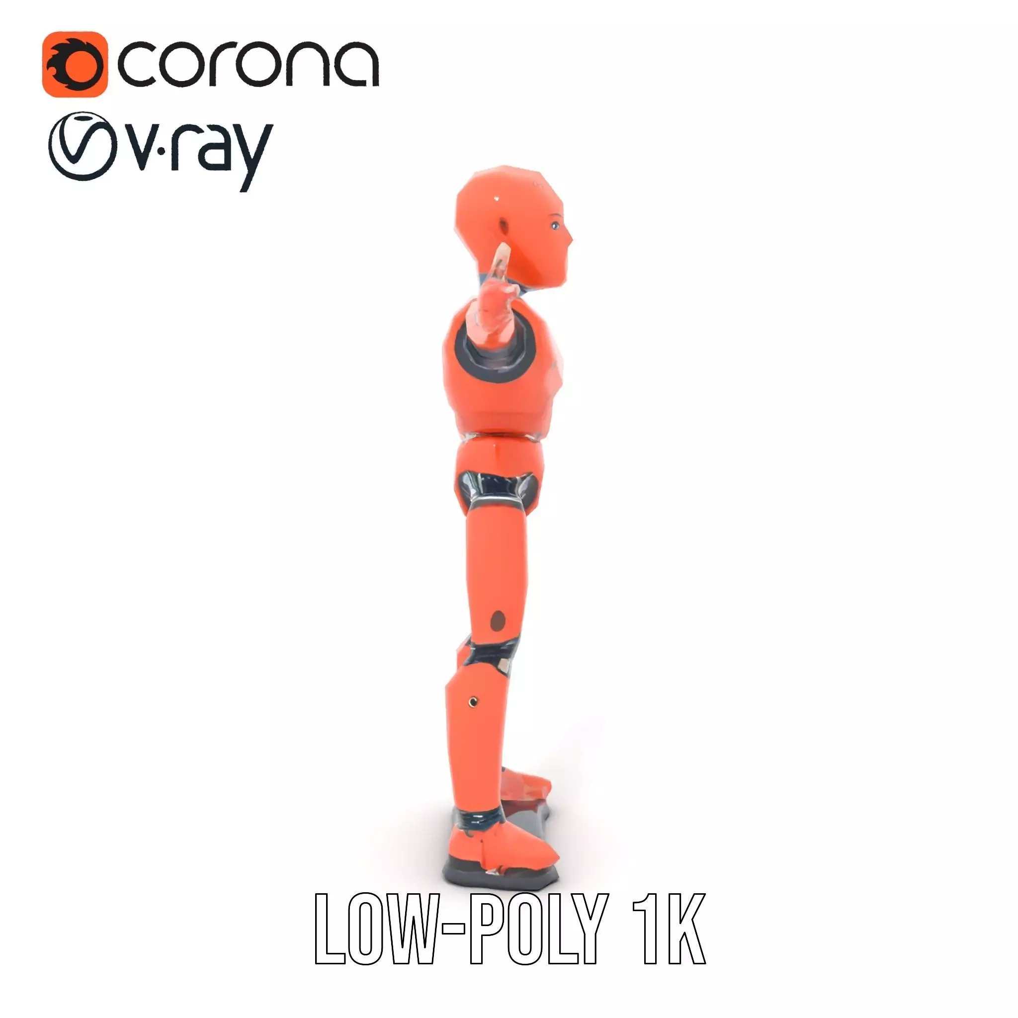 Orange Robot Mannequin model pack Low-poly 3D model_9