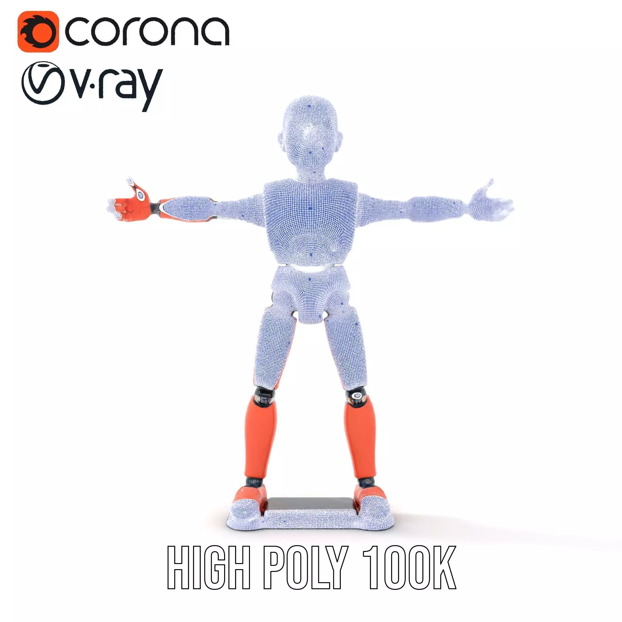 Orange Robot Mannequin model pack Low-poly 3D model_16