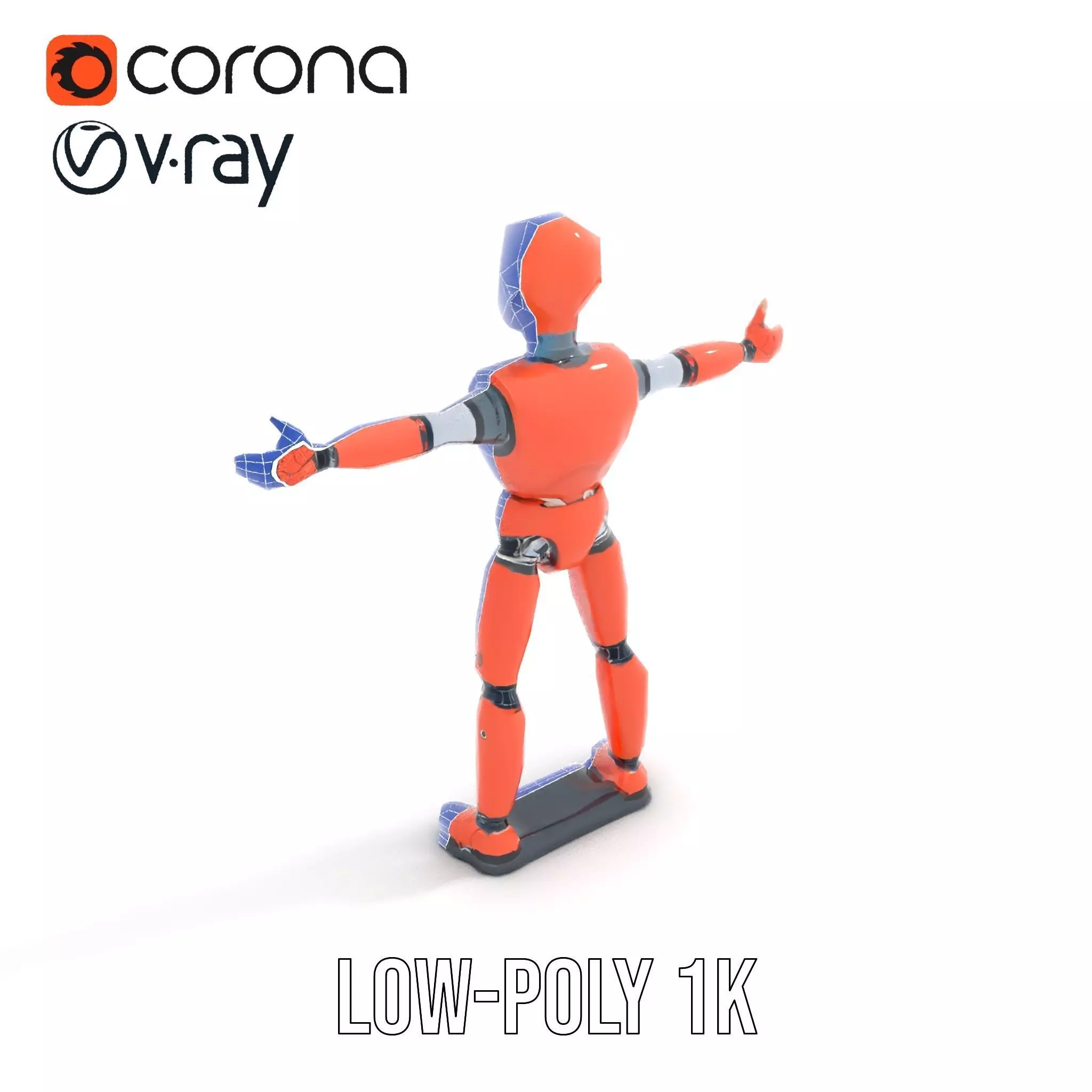 Orange Robot Mannequin model pack Low-poly 3D model_25