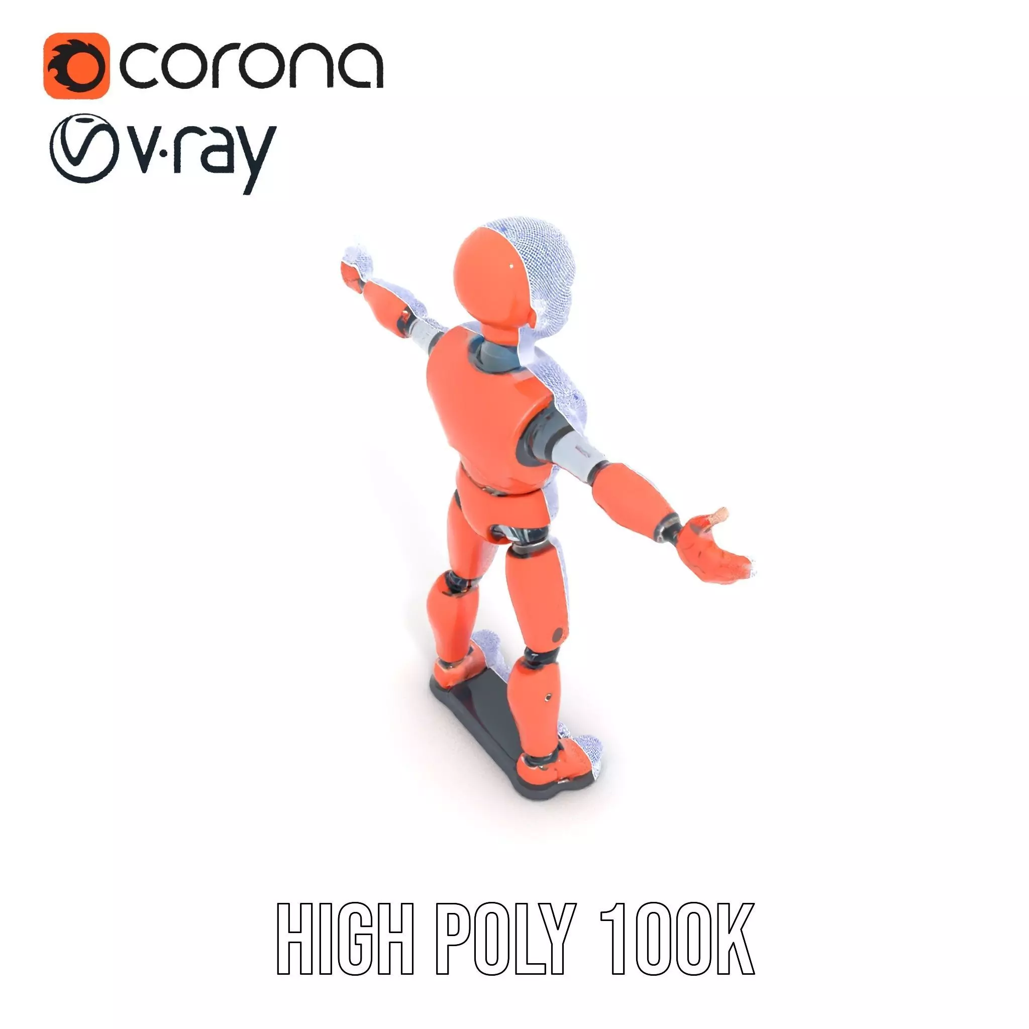 Orange Robot Mannequin model pack Low-poly 3D model_21