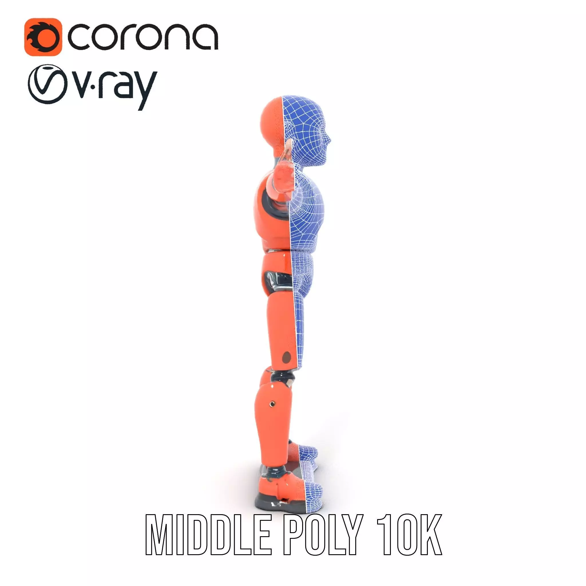 Orange Robot Mannequin model pack Low-poly 3D model_5