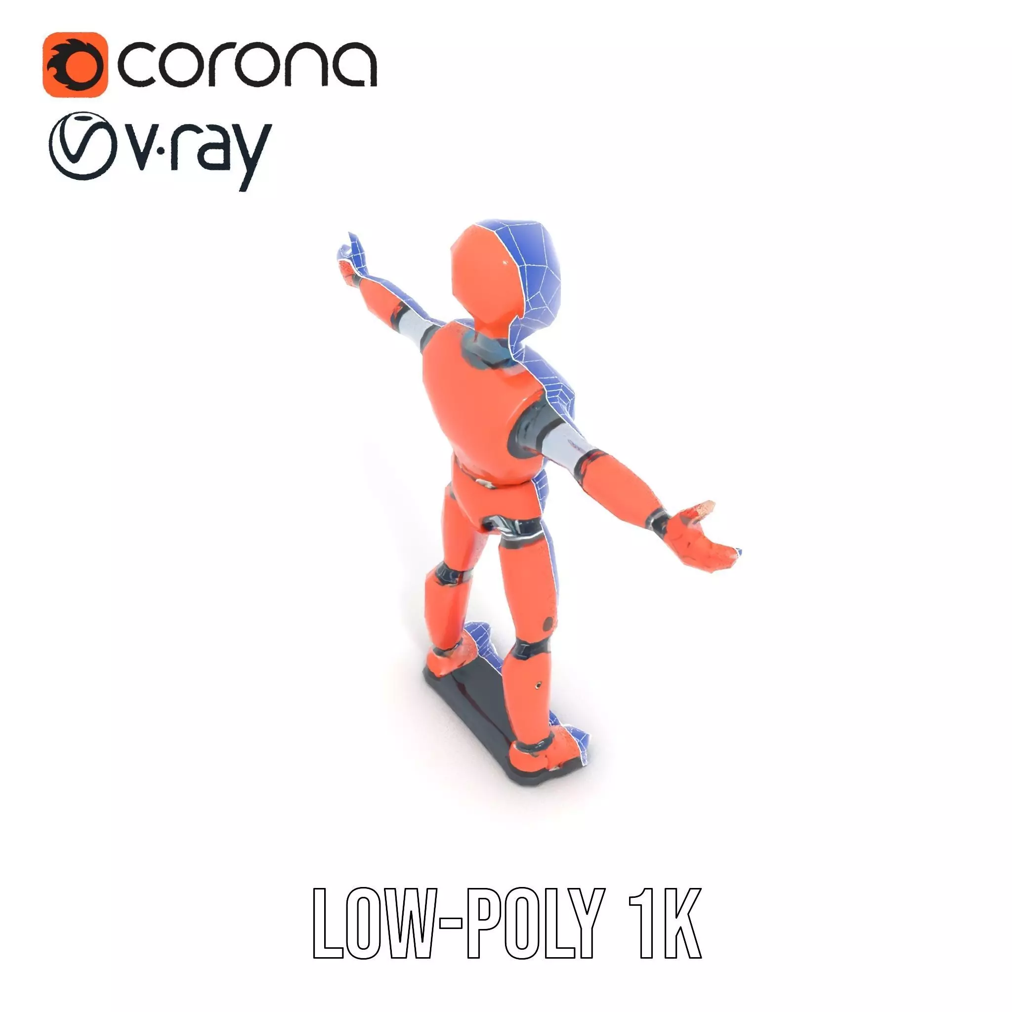 Orange Robot Mannequin model pack Low-poly 3D model_12
