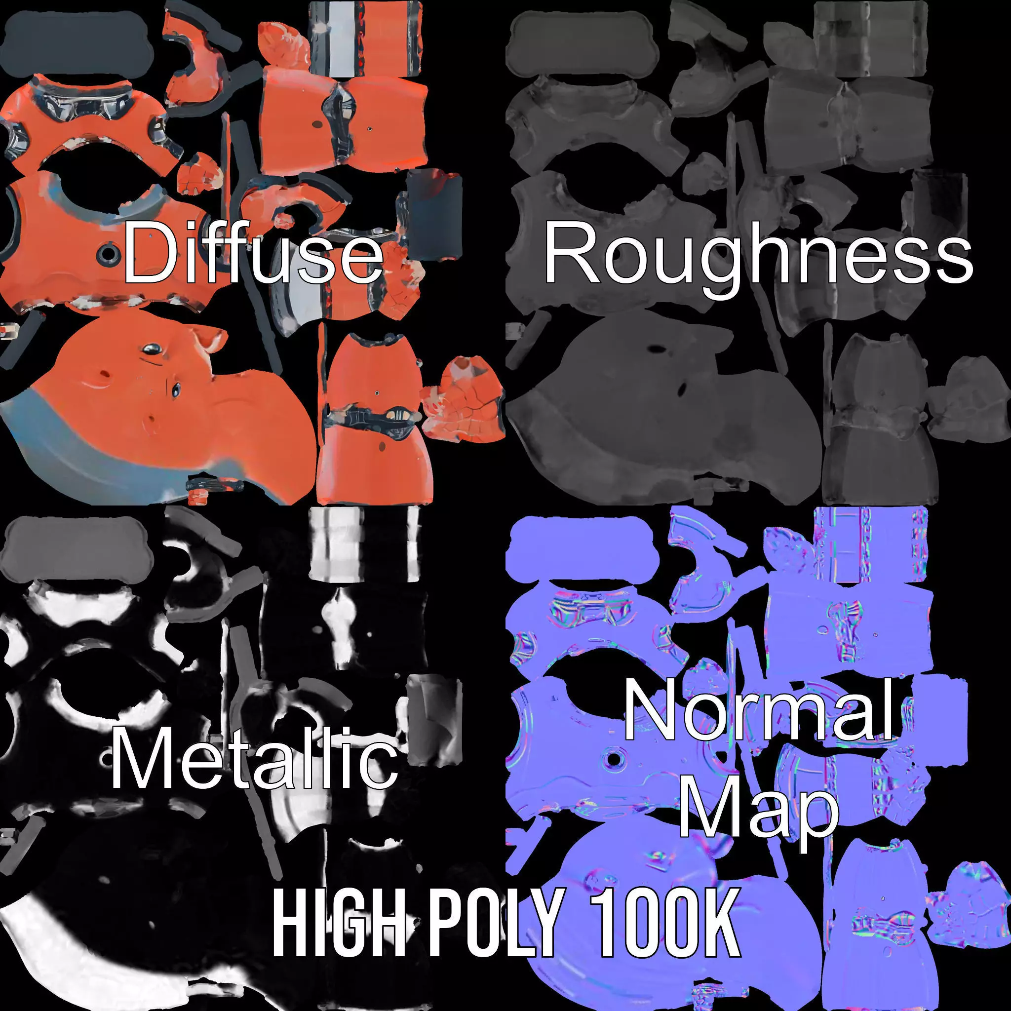 Orange Robot Mannequin model pack Low-poly 3D model_3