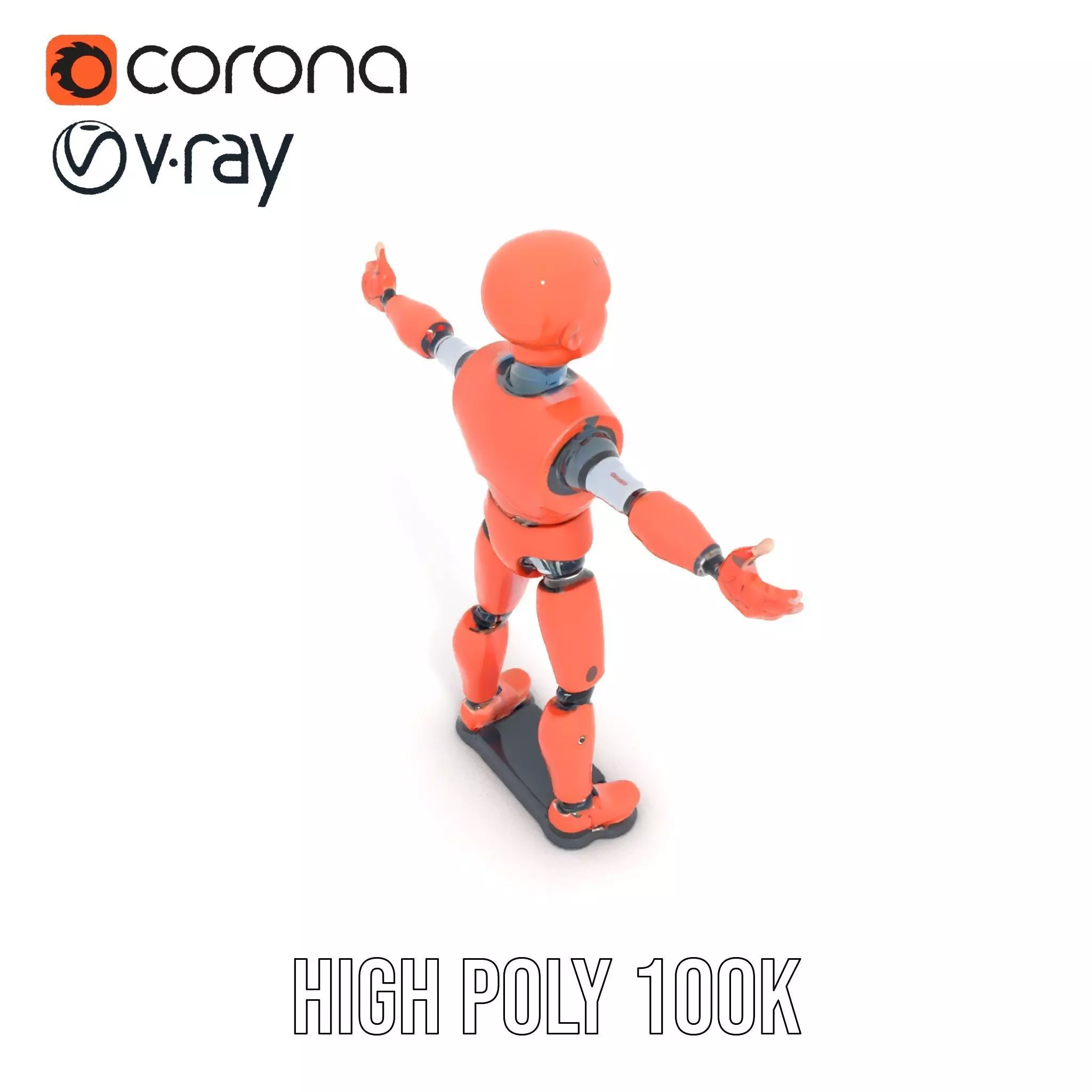 Orange Robot Mannequin model pack Low-poly 3D model_13