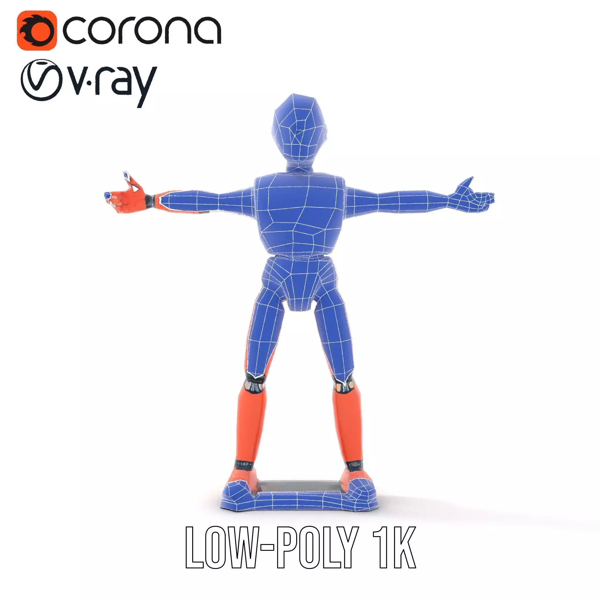 Orange Robot Mannequin model pack Low-poly 3D model_23
