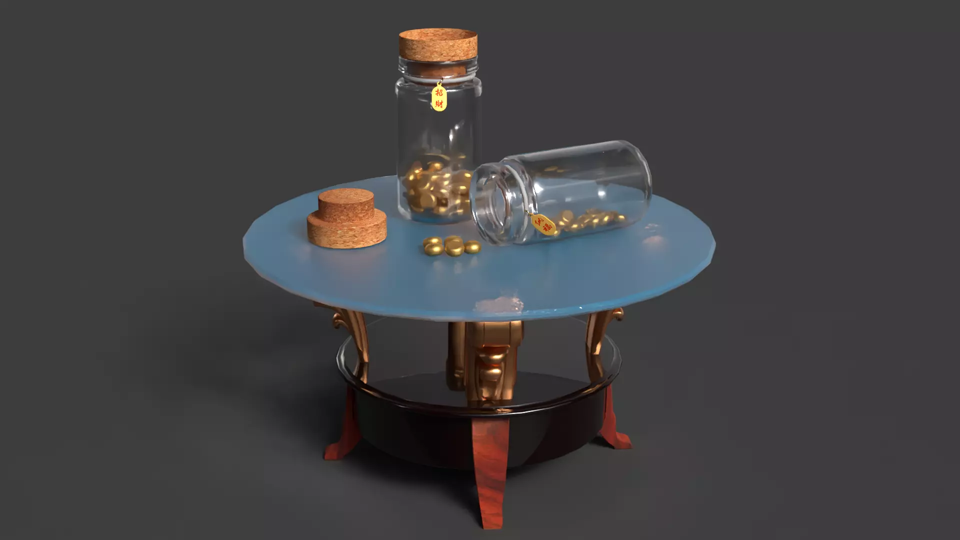 Chinese display stand Low-poly 3D model_7