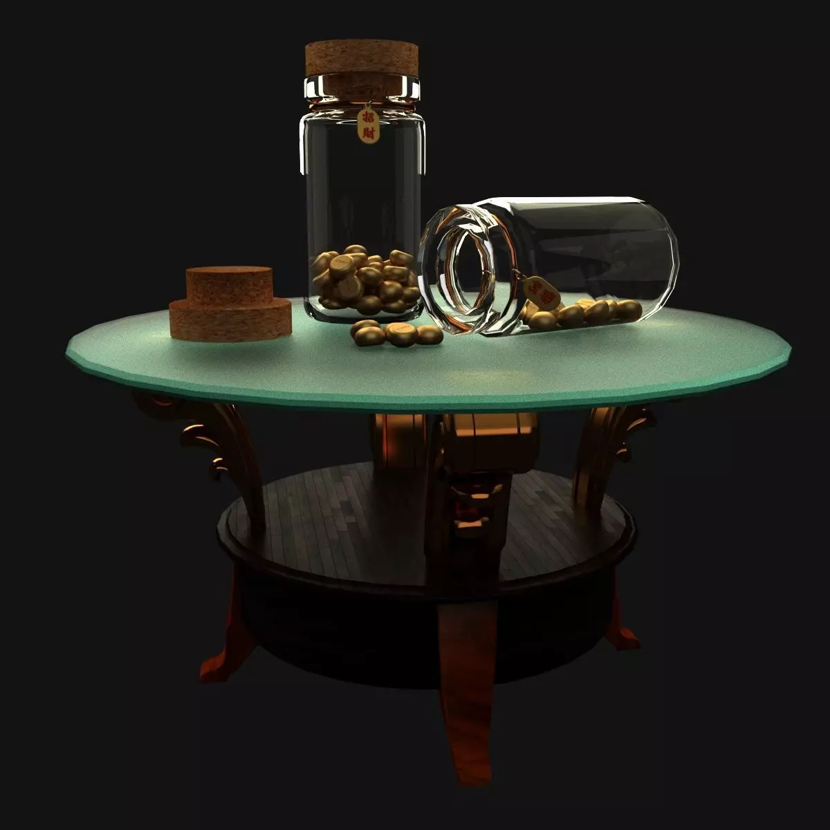 Chinese display stand Low-poly 3D model_5