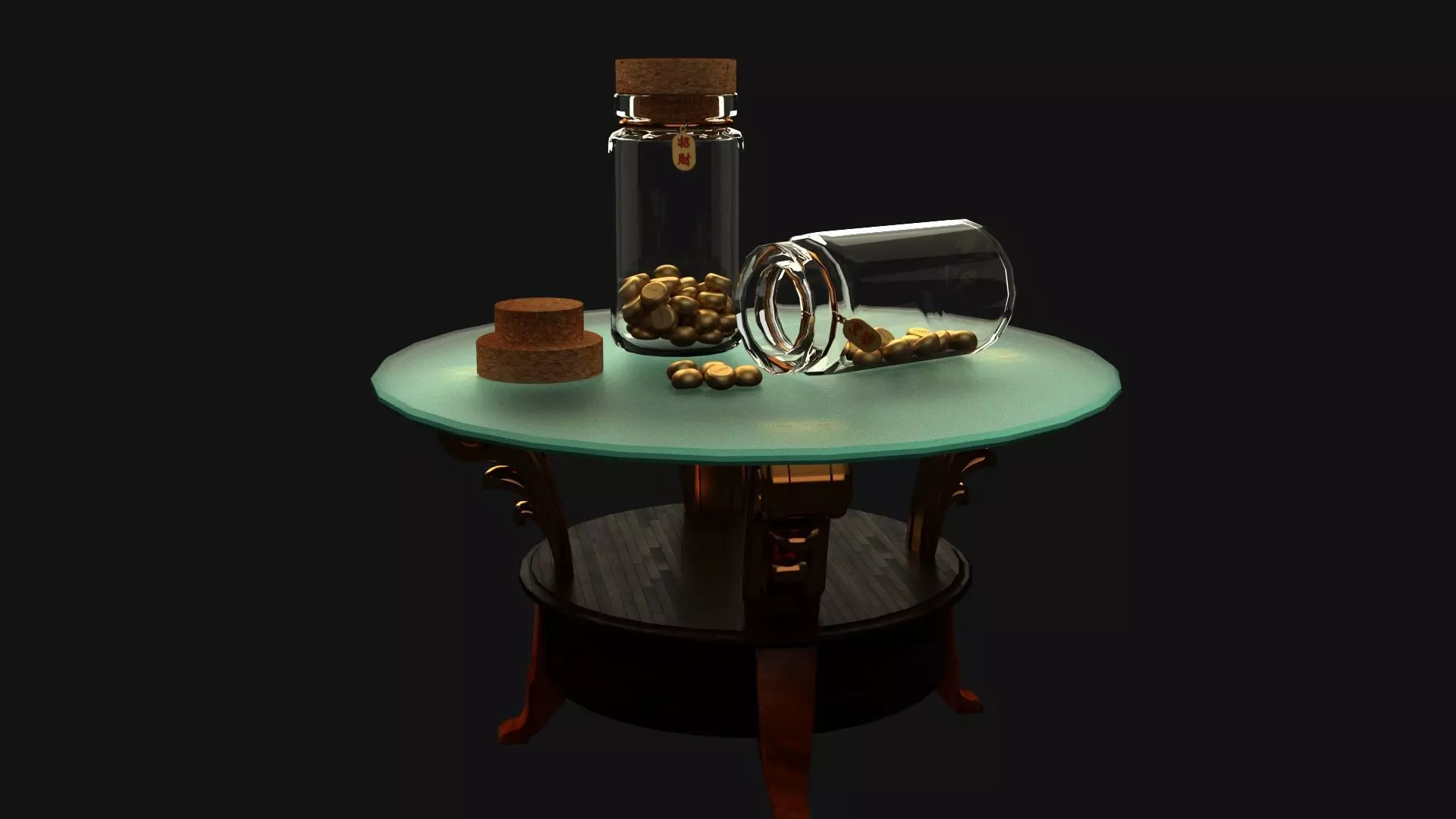 Chinese display stand Low-poly 3D model_10