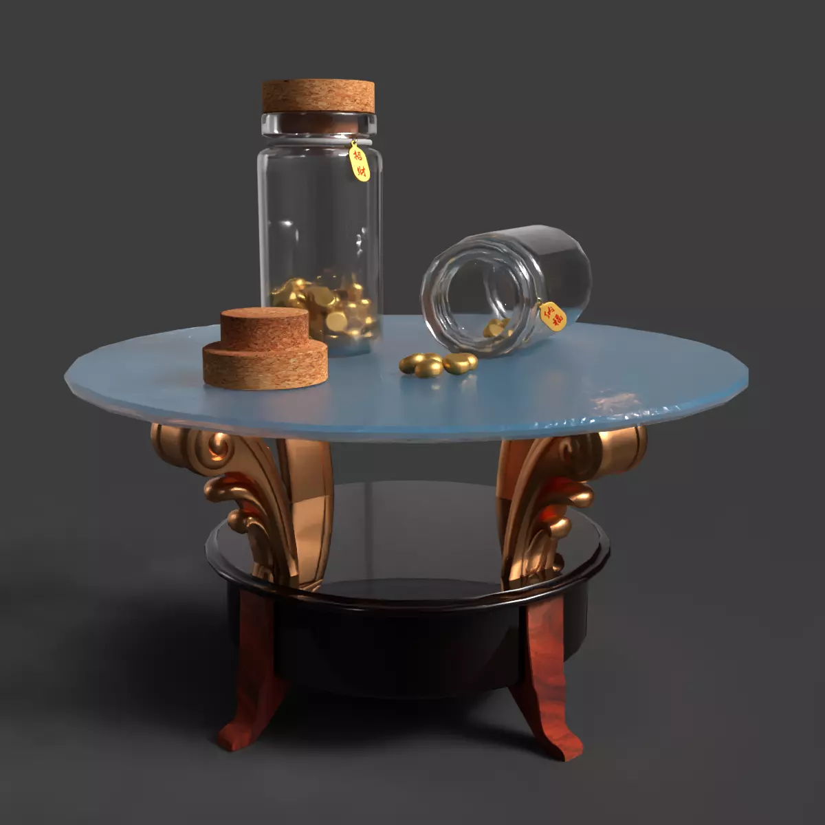 Chinese display stand Low-poly 3D model_0