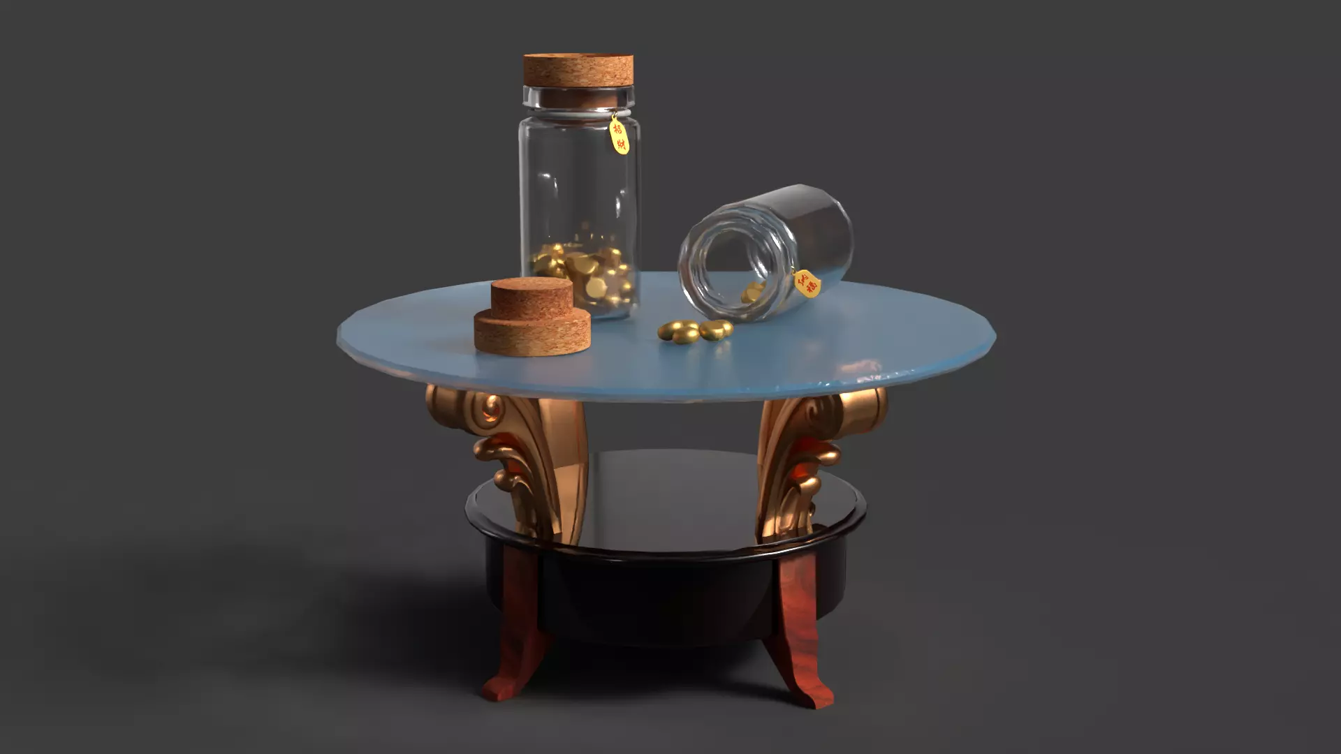 Chinese display stand Low-poly 3D model_3