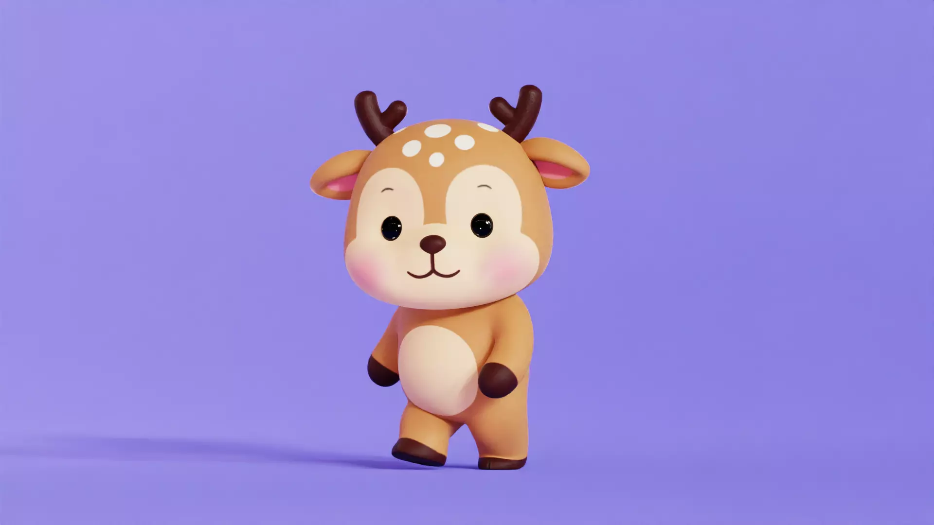 Deer Character Cartoon Chibi Kawaii Low-poly 3D model_9