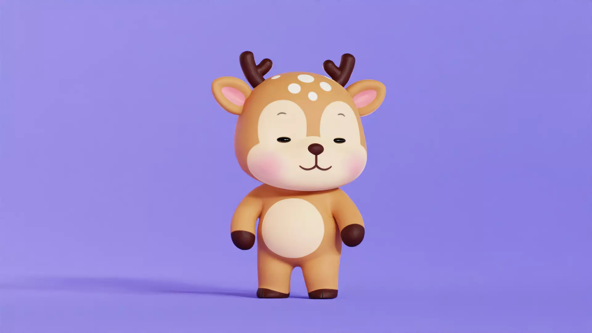 Deer Character Cartoon Chibi Kawaii Low-poly 3D model_6