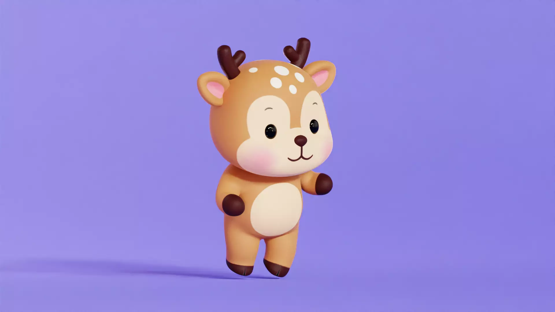 Deer Character Cartoon Chibi Kawaii Low-poly 3D model_7