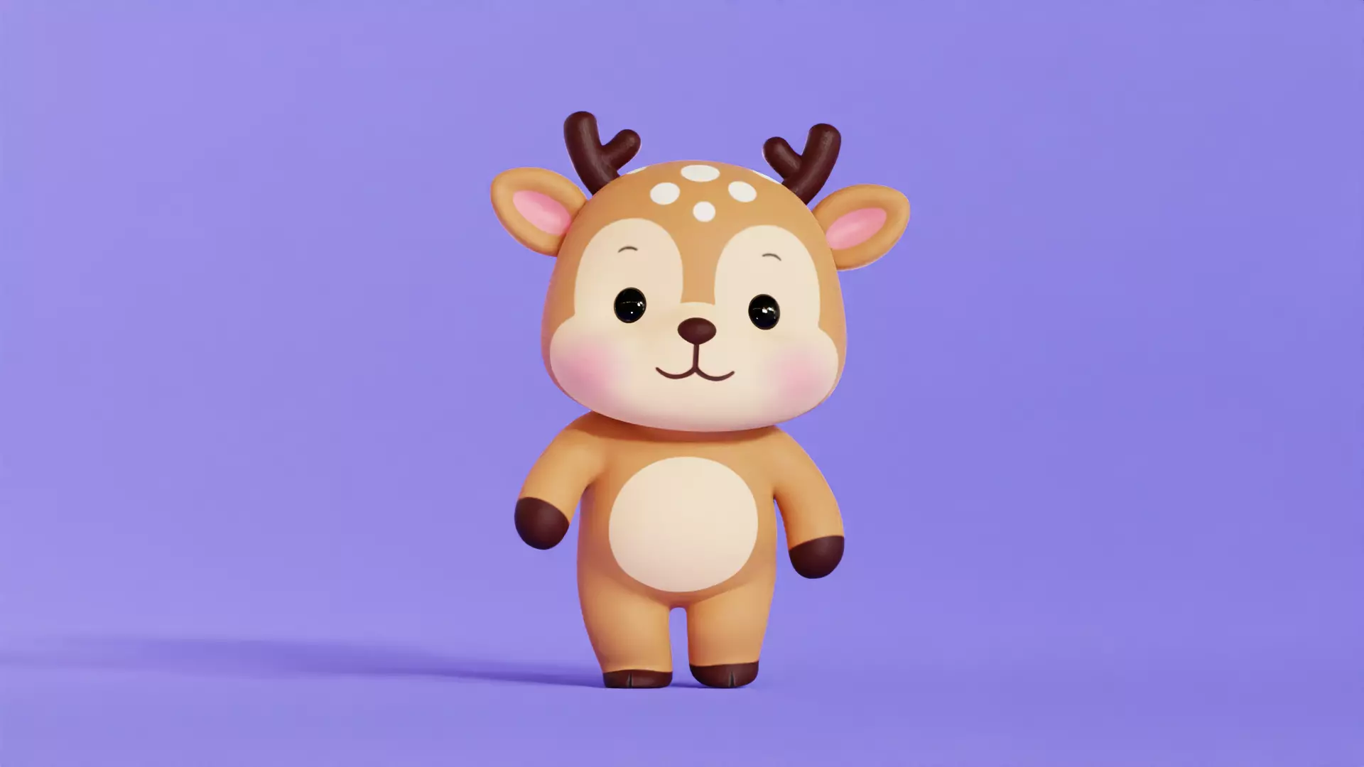 Deer Character Cartoon Chibi Kawaii Low-poly 3D model_4