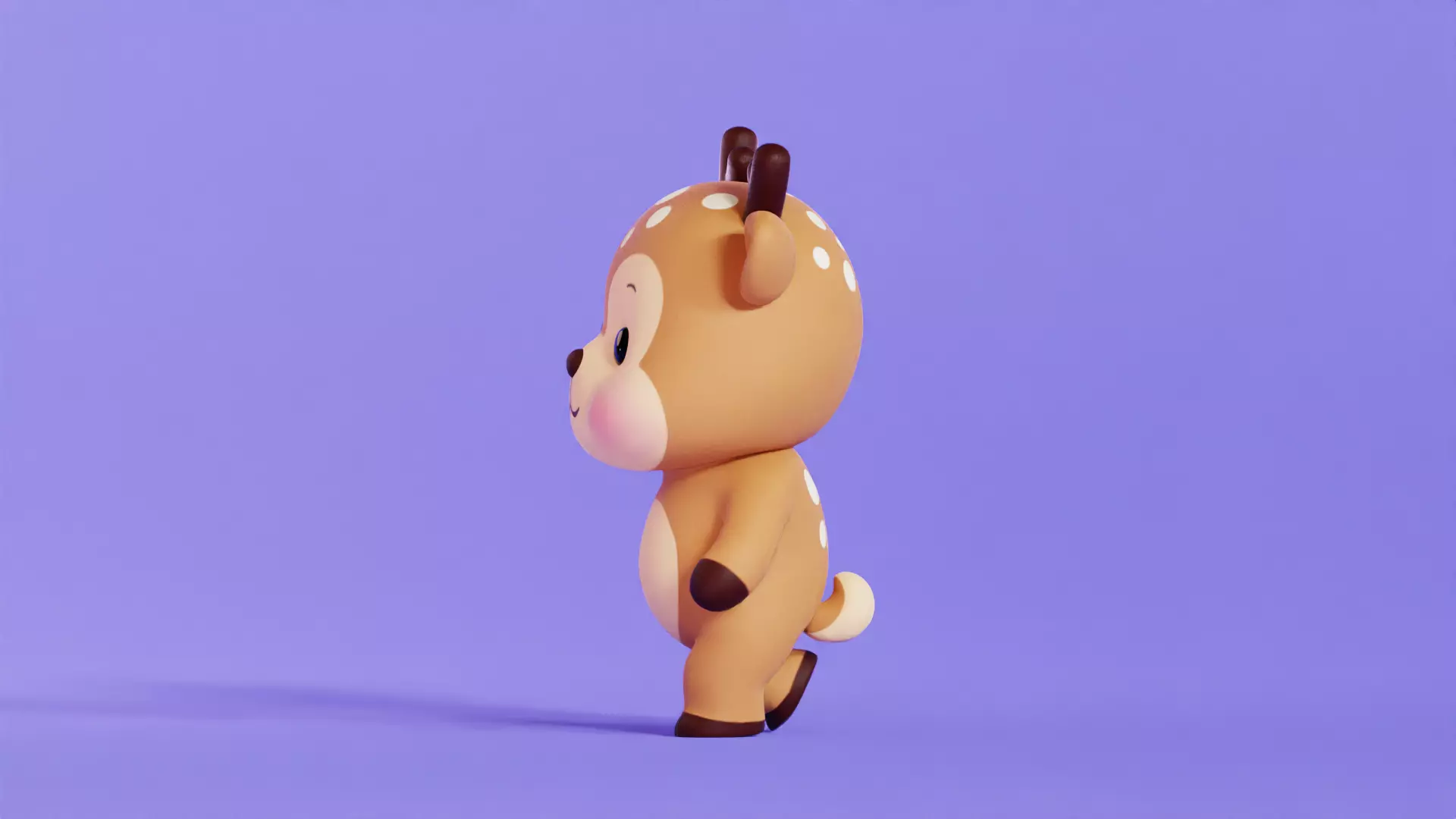 Deer Character Cartoon Chibi Kawaii Low-poly 3D model_3