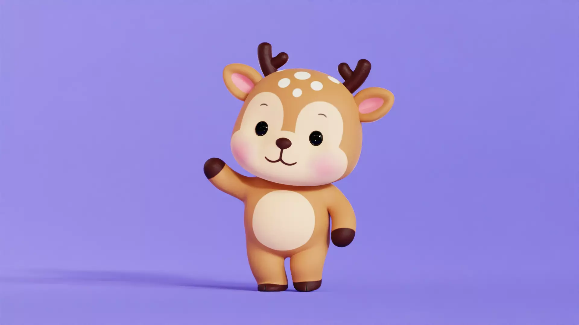 Deer Character Cartoon Chibi Kawaii Low-poly 3D model_0