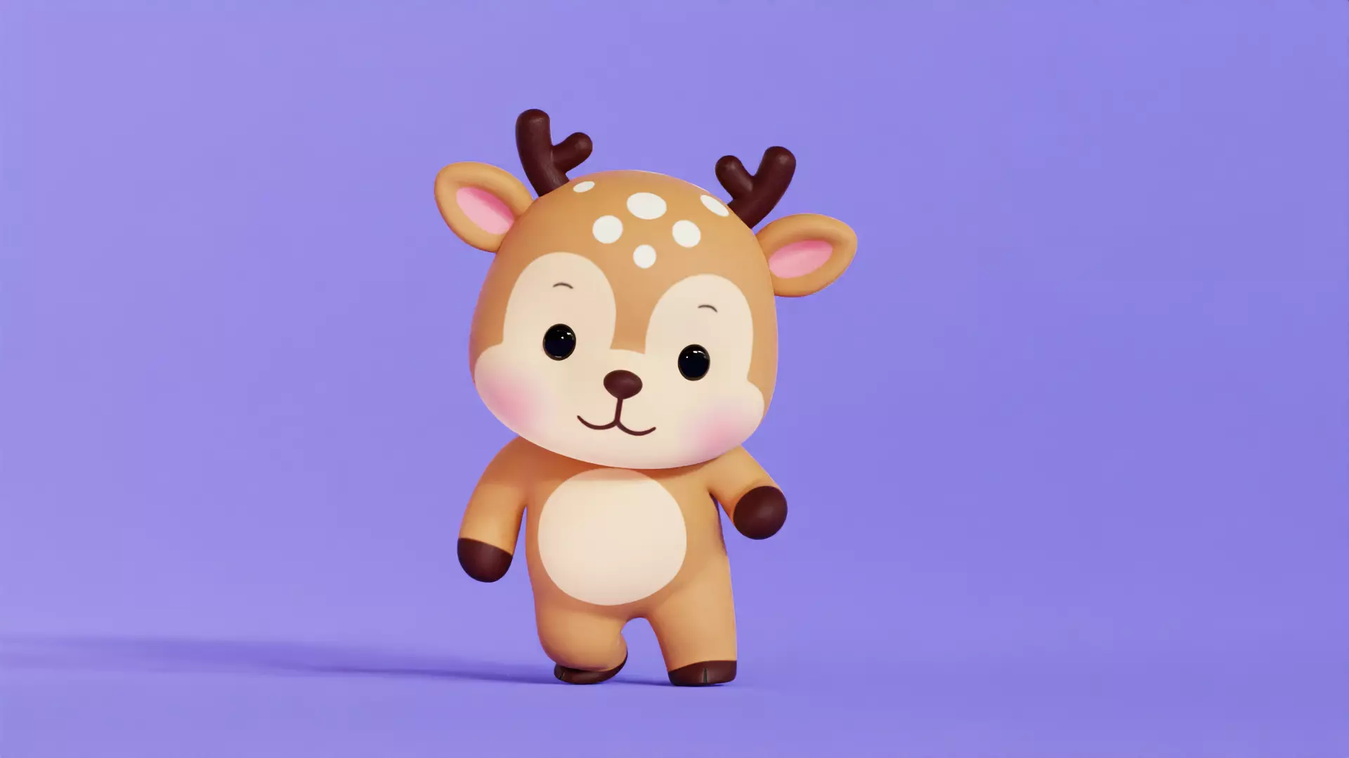 Deer Character Cartoon Chibi Kawaii Low-poly 3D model_8
