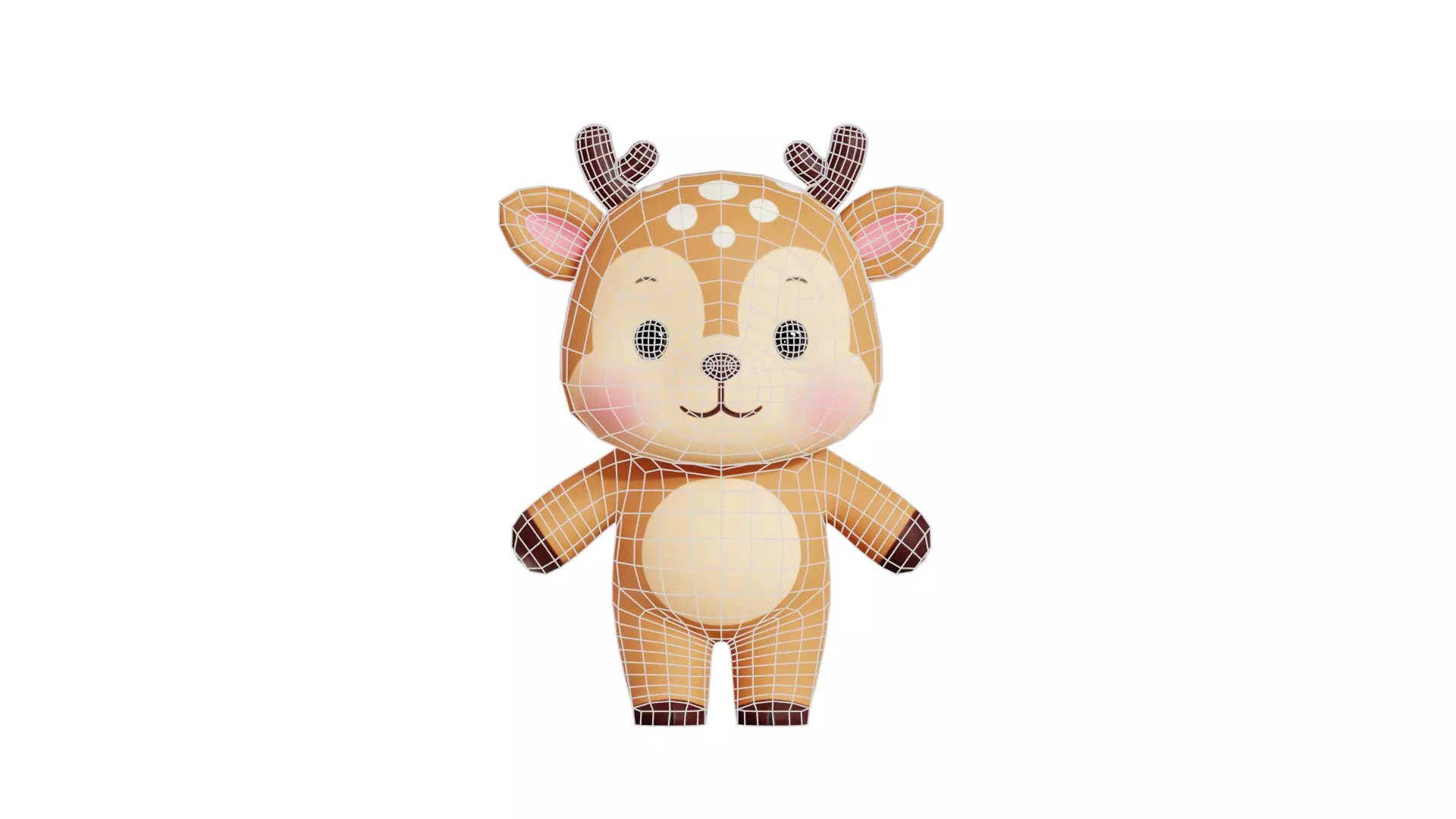 Deer Character Cartoon Chibi Kawaii Low-poly 3D model_11